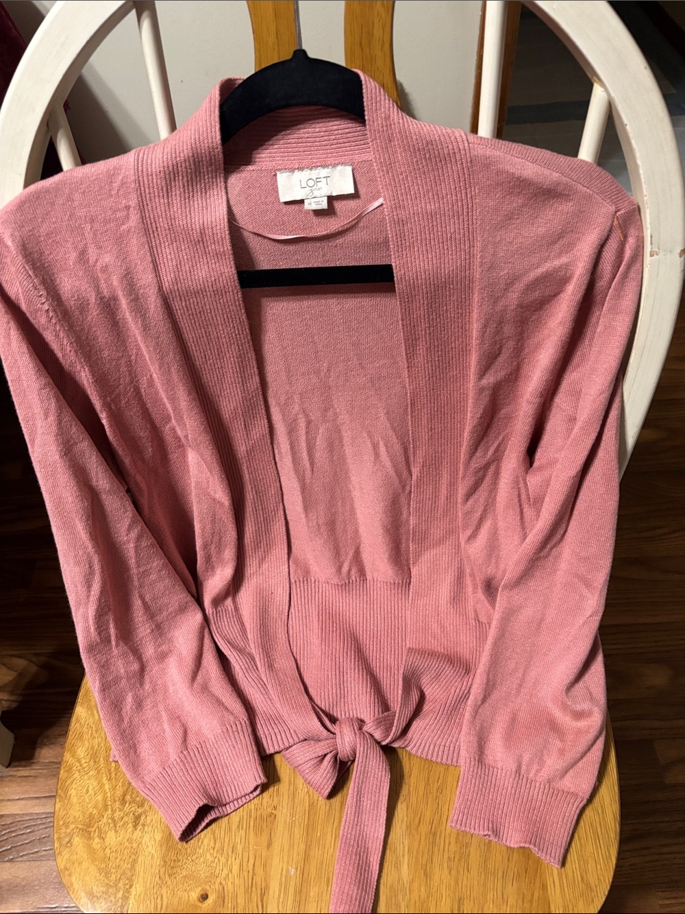 LOFT Dusty Rose Tie-Front Cardigan